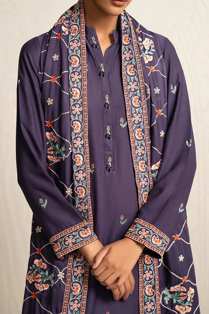 MULBERRY GARNET-3PC (SHIRT, TROUSER & DUPATTA) | EXCLUSIVE PRET | Cross Stitch