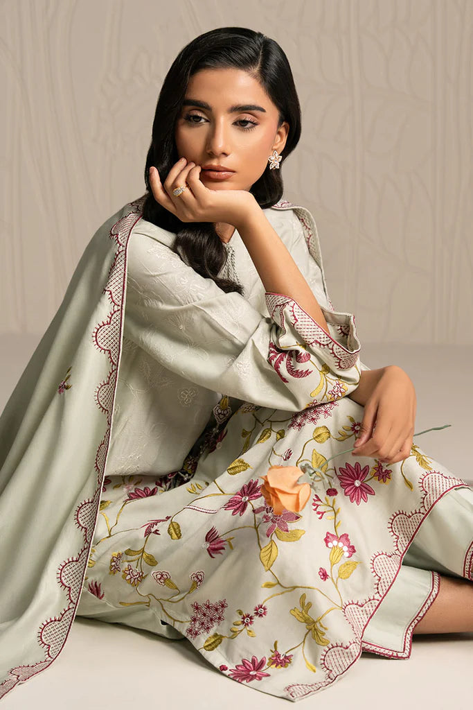 PASTEL GROVE-3PC (SHIRT, TROUSER & DUPATTA) | EXCLUSIVE PRET | Cross Stitch