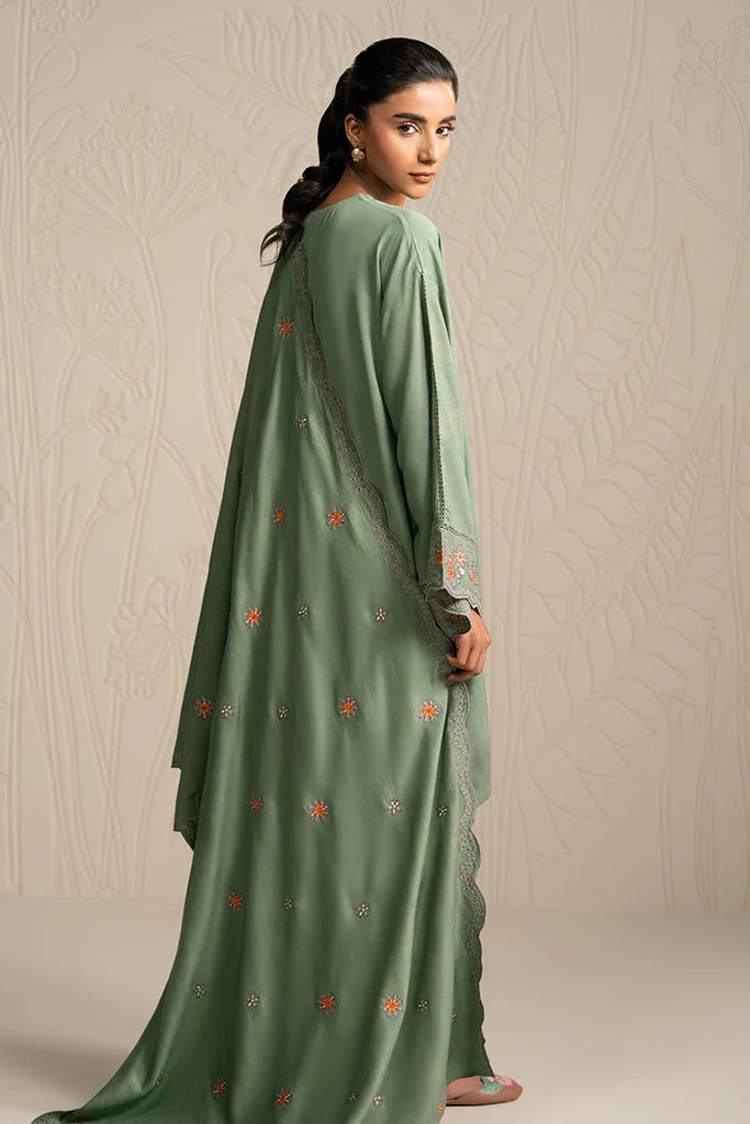 ASH MOSS-3PC (SHIRT, TROUSER & DUPATTA) | EXCLUSIVE PRET | Cross Stitch