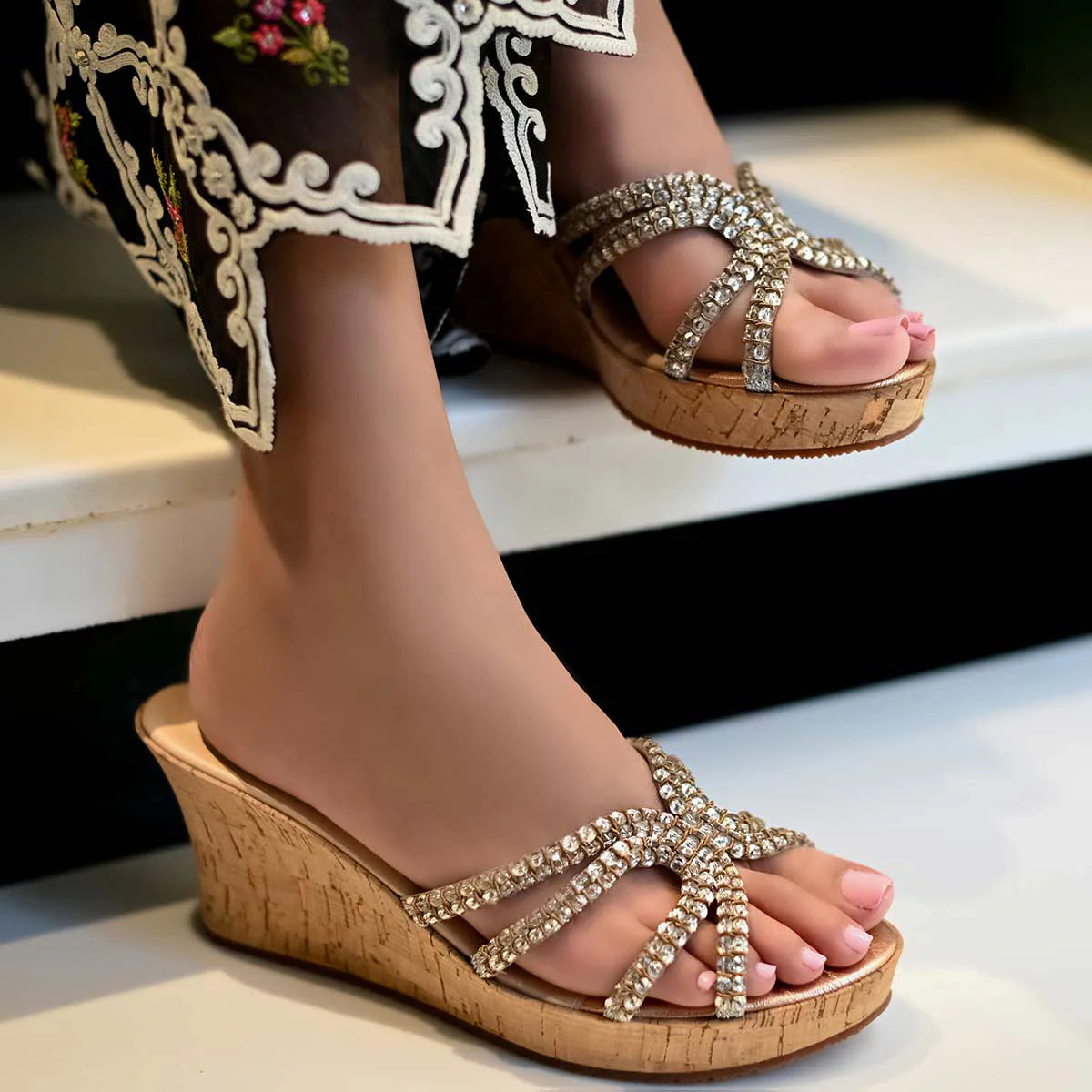Zee Wedge - Champagne Gold | Miaasa | Footwear