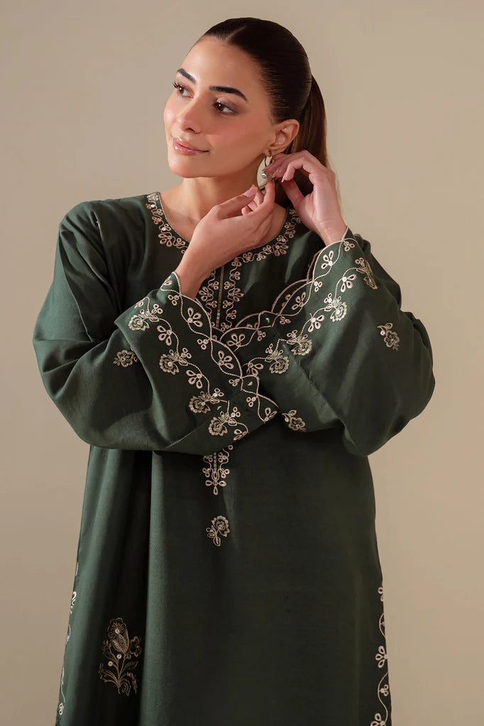 GREEN DEW EMBROIDERED LAWN SHIRT | EXCLUSIVE PRET | Cross Stitch