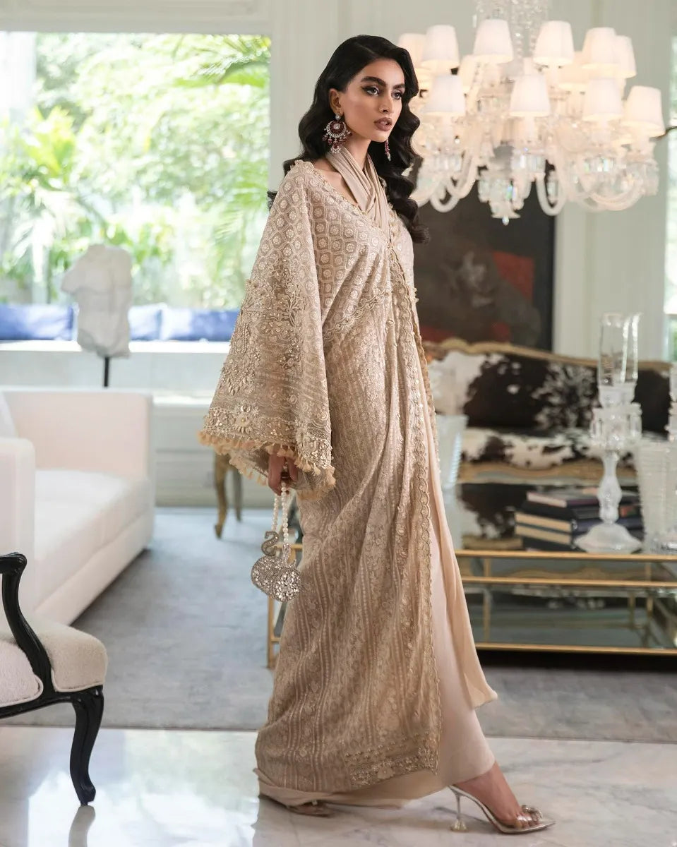 Beige Embellished Kaftan | SANA SAFINAZ