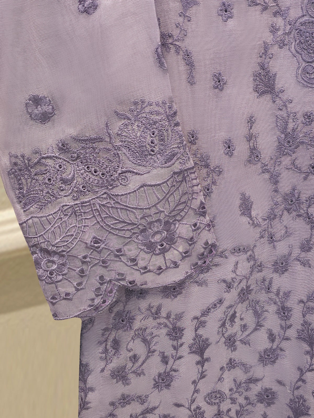 3 Piece - Pure Embroidered Cotton Net Suit S113805 | Aghanoor Bridal