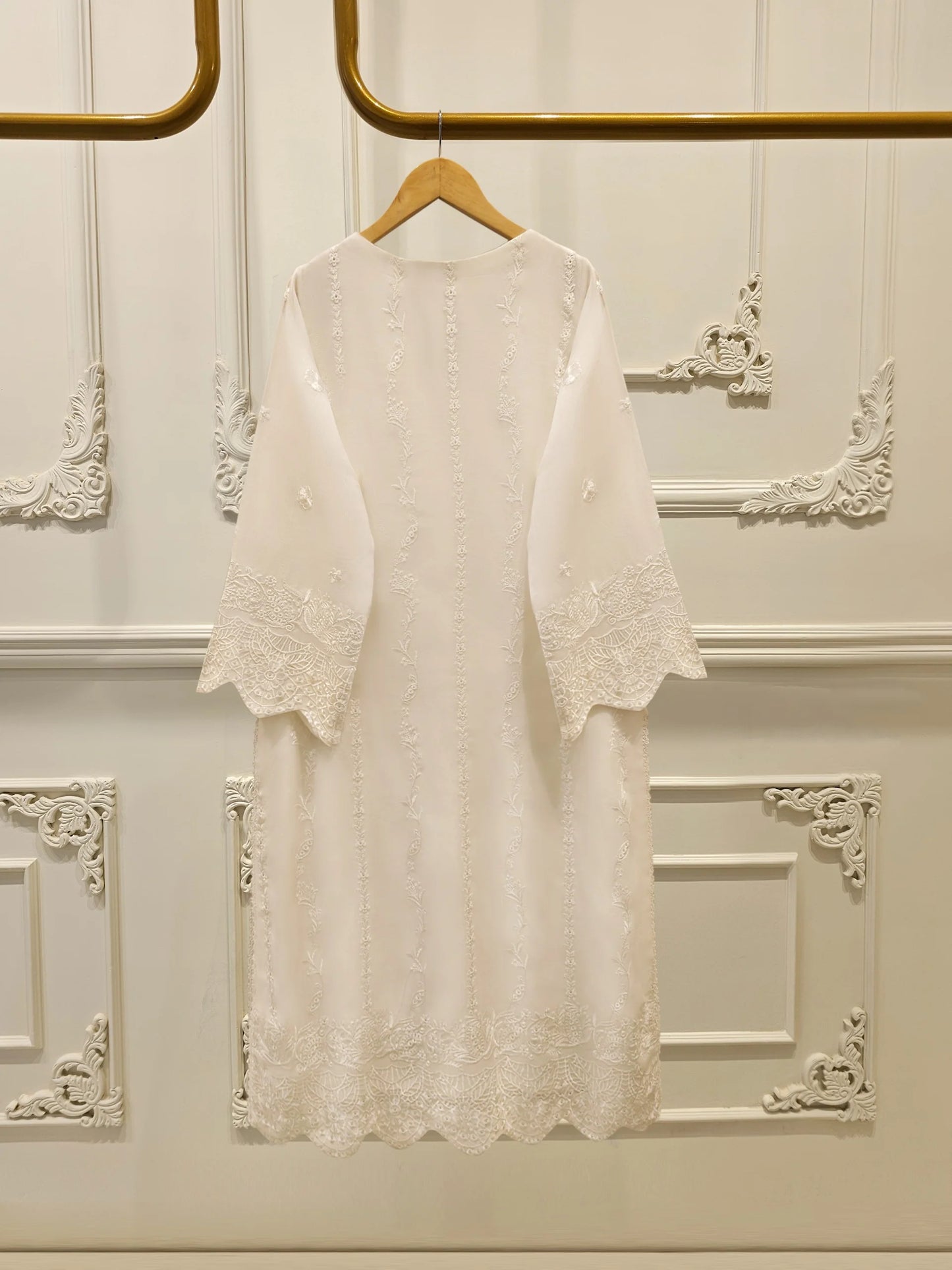 3 Piece - Pure Embroidered Cotton Net Suit S113799 | Aghanoor Bridal