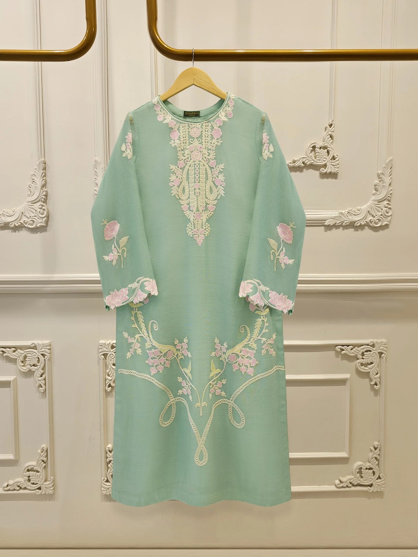 2 Piece - Pure Embroidered Cotton Net Suit S113855 | Aghanoor Bridal