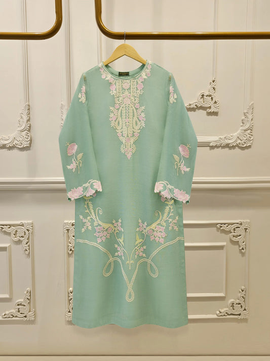 2 Piece - Pure Embroidered Cotton Net Suit S113855 | Aghanoor Bridal