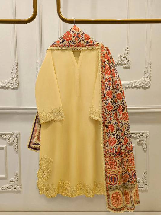 3 Piece - Embroidered Cambric Suit S113753 | Aghanoor Bridal