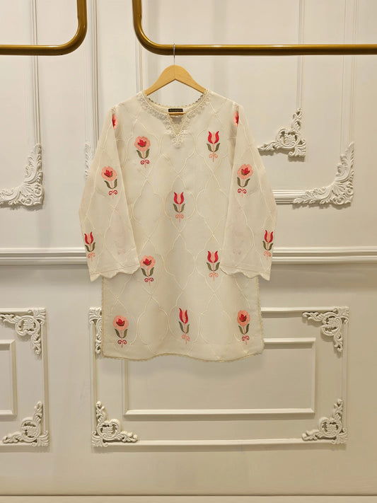 2 Piece - Pure Embroidered Cotton Net Suit S113814 | Aghanoor Bridal