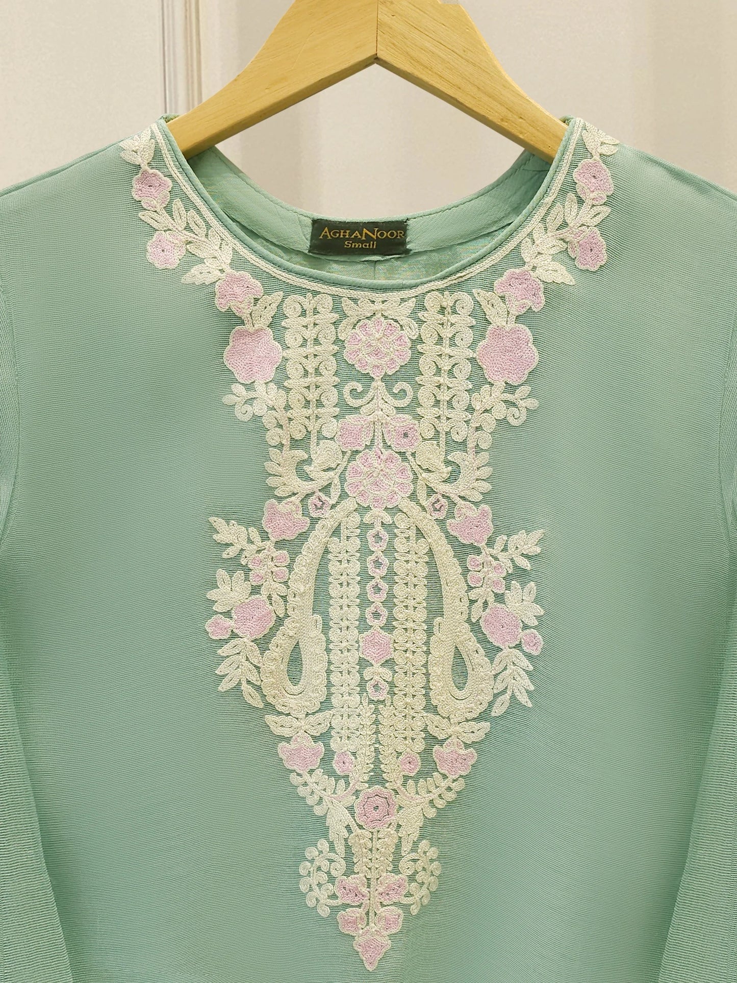 2 Piece - Pure Embroidered Cotton Net Suit S113855 | Aghanoor Bridal