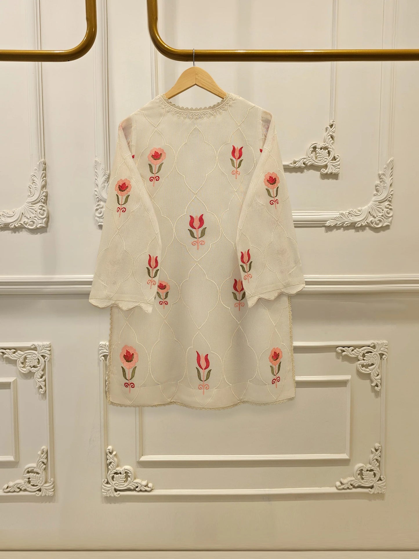 2 Piece - Pure Embroidered Cotton Net Suit S113814 | Aghanoor Bridal