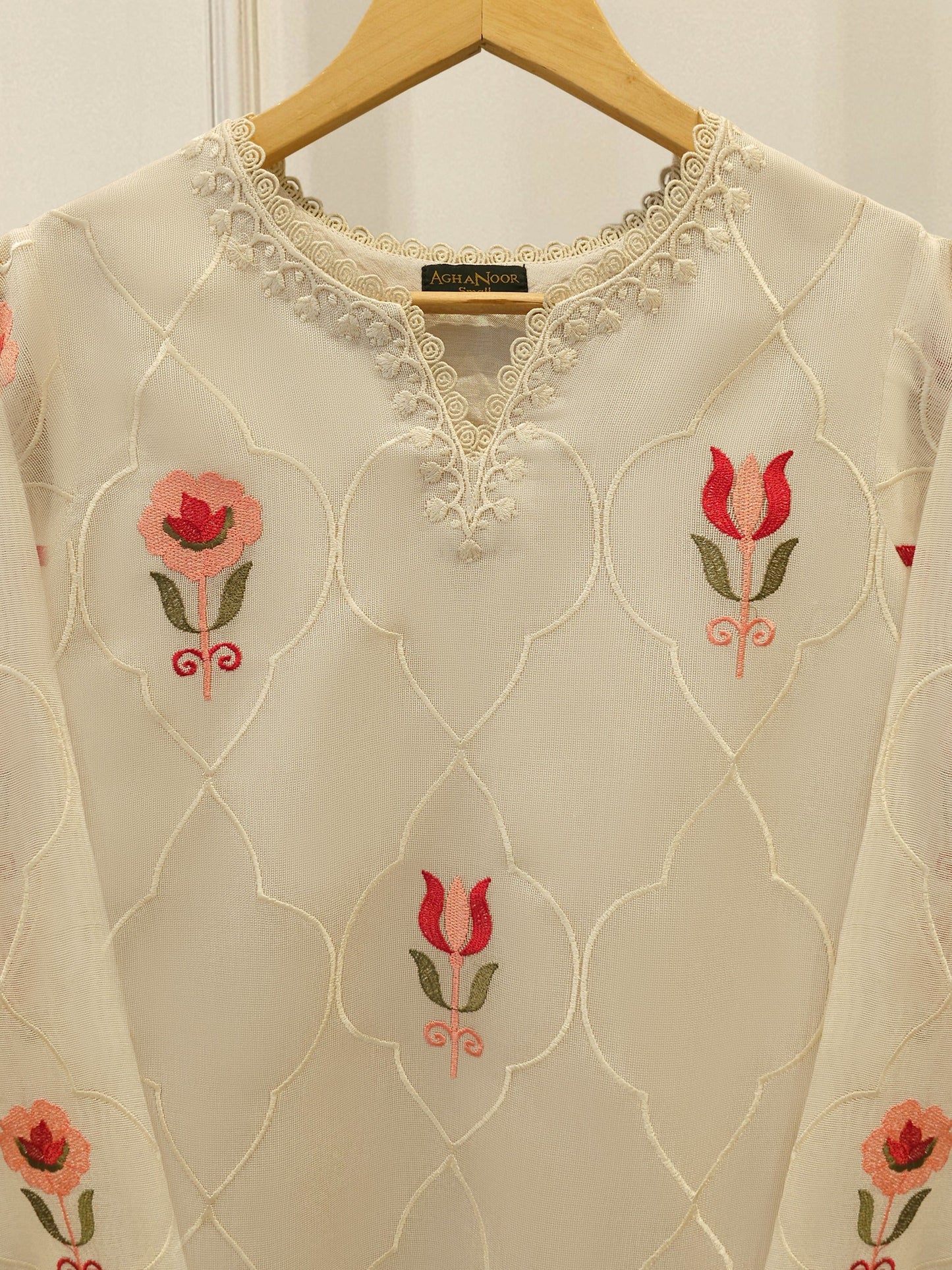 2 Piece - Pure Embroidered Cotton Net Suit S113814 | Aghanoor Bridal