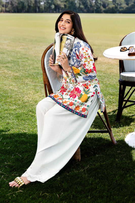 STITCHED BLENDED JACQUARD PRINTED SHIRT | Sana Safinaz