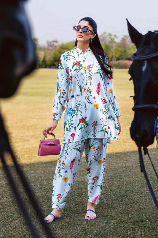 STITCHED FLORAL PRINTED CAMBRIC SHIRT + BOTTOM | Sana Safinaz