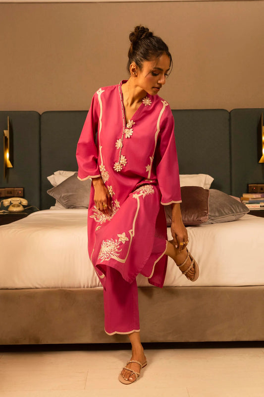 STITCHED LAWN EMBROIDERED SHIRT + CUOTTE | Sana Safinaz
