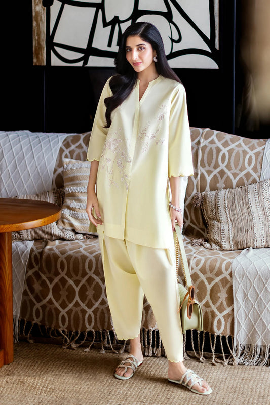 STITCHED LAWN EMBROIDERED SHIRT + SHALWAR | Sana Safinaz