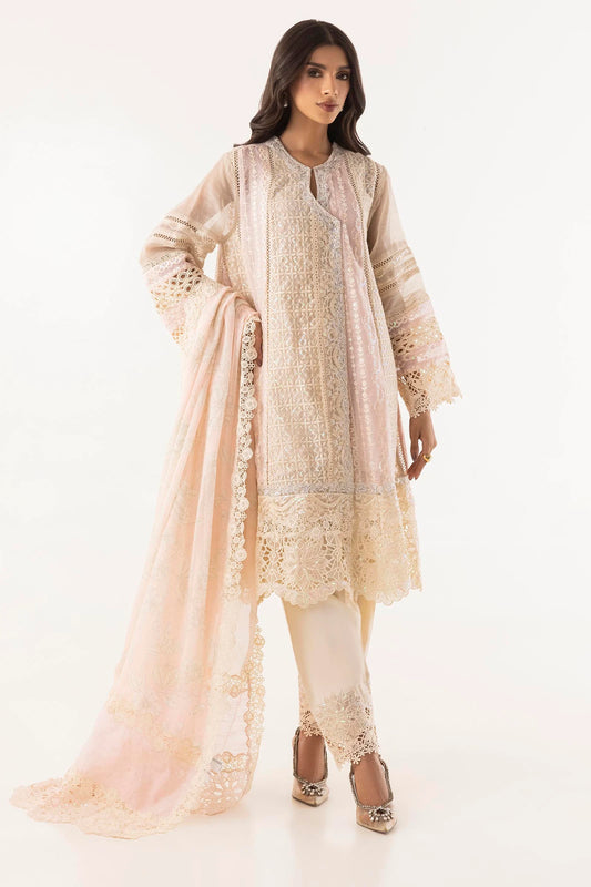 STITCHED EMBROIDERED COTTON SHIRT + SHALWAR + DUPATTA | Sana Safinaz