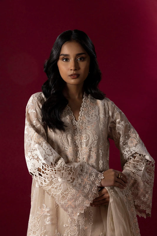 STITCHED EMBROIDERED COTTON SHIRT + BOTTOM | Sana Safinaz