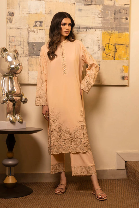 STITCHED LAWN EMBROIDERED SHIRT + CULOTTE | Sana Safinaz